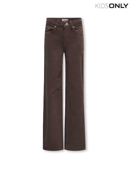 Brown - Only Kids Juicy Regular Waist Wide Leg Jeans With Comfort Stretch