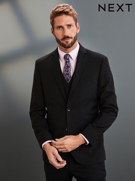 Black Regular Fit Signature Tollegno Italian Wool Suit Jacket (314552) | €27
