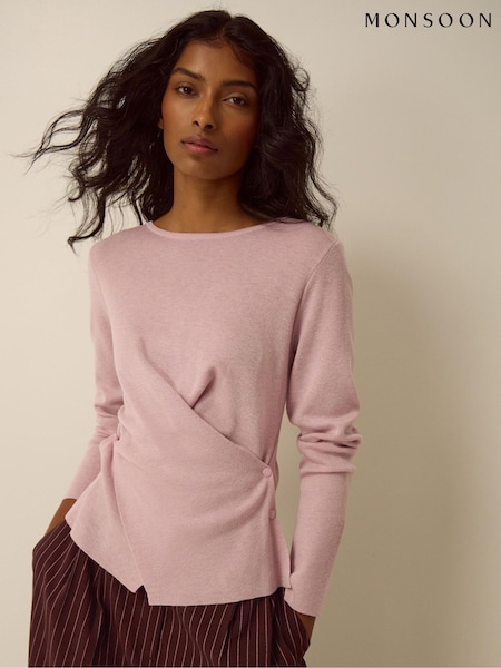 Rose - Haut Monsoon Dora drapé en maille