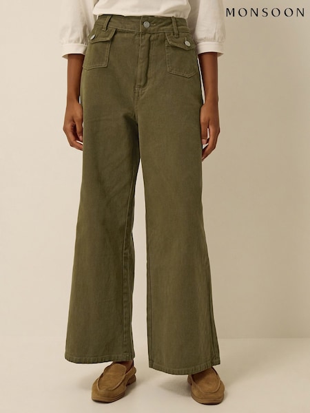 Green - Monsoon Gina Wide Leg Jeans