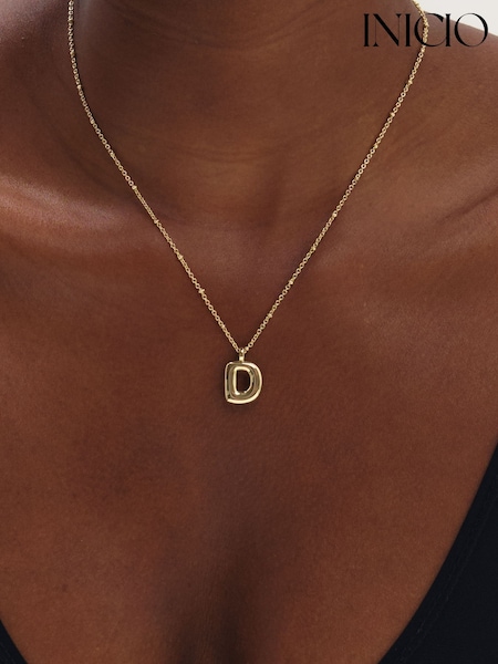 Gold Tone - Inicio Bubble Initial Necklace D