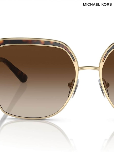 Michael Kors Gold Greenpoint Metal Framed Sunglasses (314810) | kr4 150