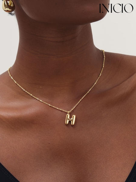 Gold Tone - Inicio Bubble Initial Necklace H