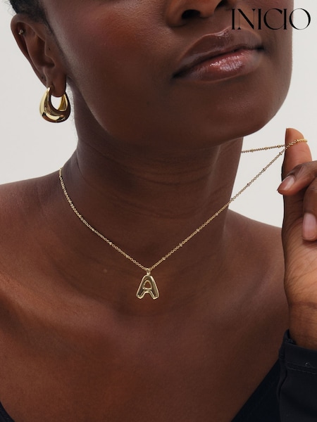 גוון זהוב - Inicio Bubble Initial Necklace A