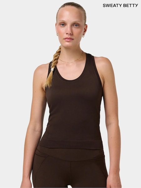 Espresso Brown - Sweaty Betty Athlete Crop Seamless Workout Tank Top