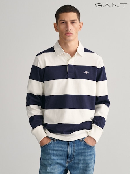 GANT Cream Shield Barstripe Rugby 100% Cotton Shirt (315459) | €66