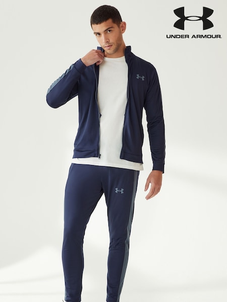 Under Armour Navy/Grey Under Armour Grey/Black Rival Knit Hooded Tracksuit (315578) | $150