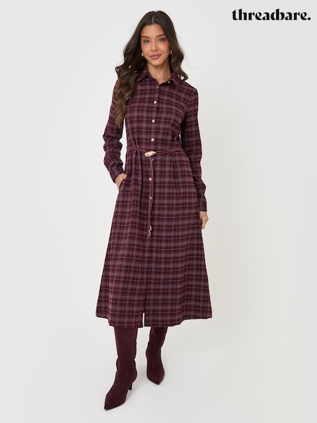 Punainen - Threadbare Vyöllinen Midaxi-Paitamekko
