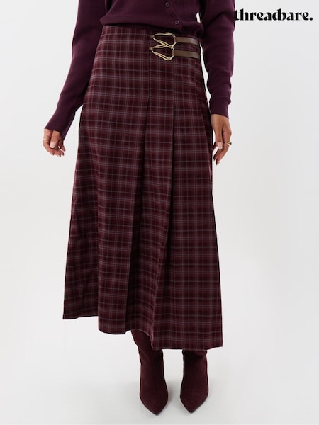 Red - Threadbare Midaxi Buckle Wrap Skirt