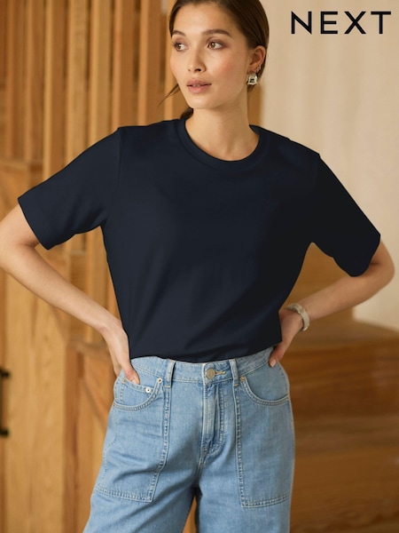 Marineblau/blau - Schweres T-Shirt mit Rundhalsausschnitt (316022) | 24 €