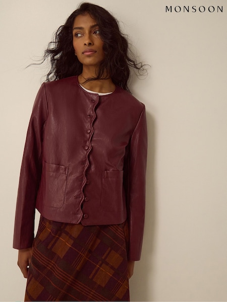Crveno - Monsoon Penelope Scallop Faux Leather Jacket