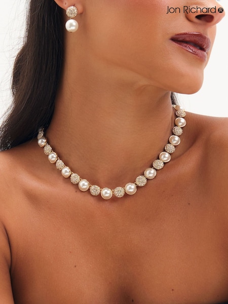 Metalik - Jon Richard Gold Plated Pearl And Pave Necklace