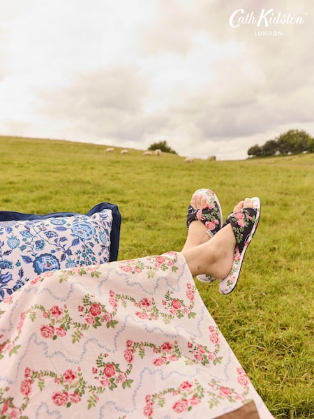 Cath Kidston Monochrome Bow Mule Slippers (317230) | 51 QAR