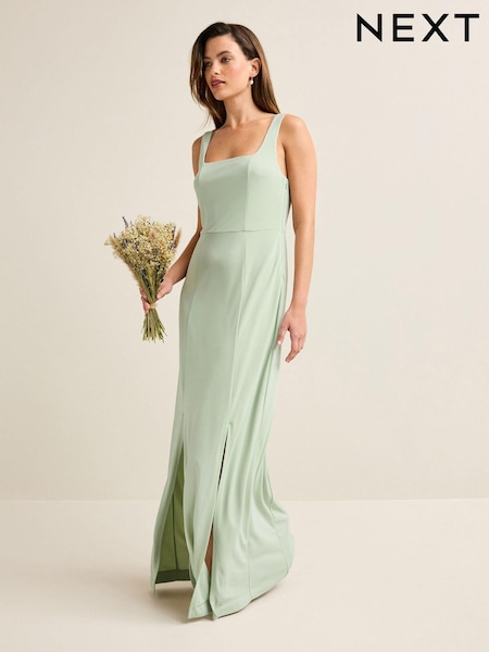 Sage Green Square Neck Bridesmaid Maxi Dress (317305) | €26