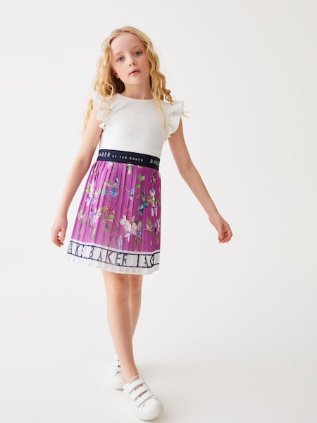 Baker by Ted Baker Plum Purple Branded Hem Pleated 2-in-1 Dress (318088) | 29 € - 35 €