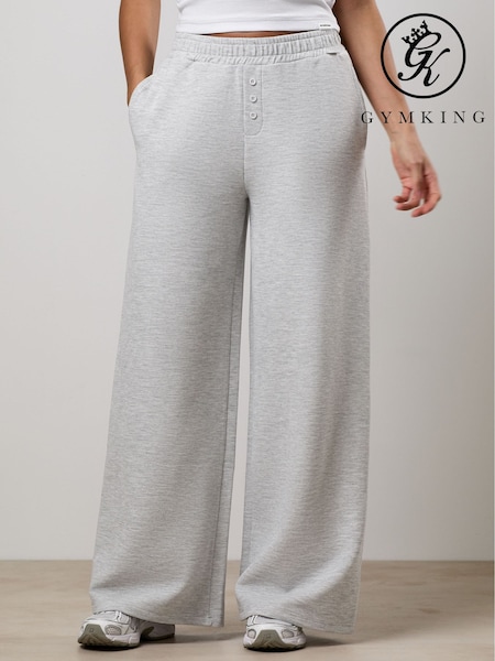 Grey - Gym King Waffle Mid Rise Trousers