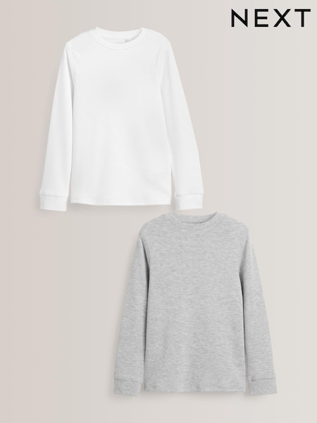 Grey/White Long Sleeve Thermal Tops 2 Pack (2-16yrs) (318172) | AED76 - AED107