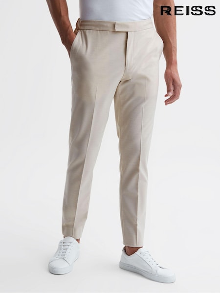 Reiss Ecru Found Slim-Fit Drawstring Trousers (318333) | $195