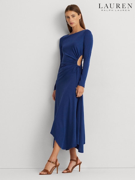 Lauren Ralph Lauren Indigo Blue Shelee Cutout Stretch Jersey Long Sleeve Dress (318401) | €108
