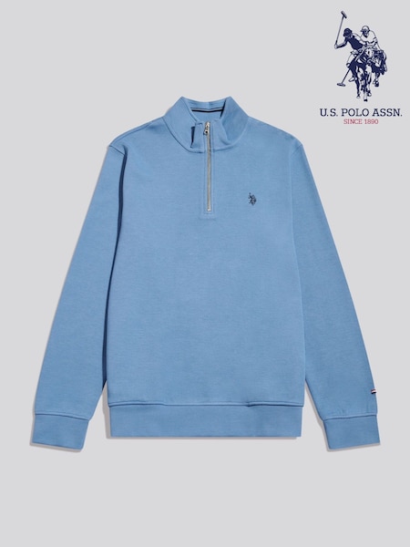 Көк - Regular U.s. Polo Assn French Rib 1/4 Funnel Sweat Top