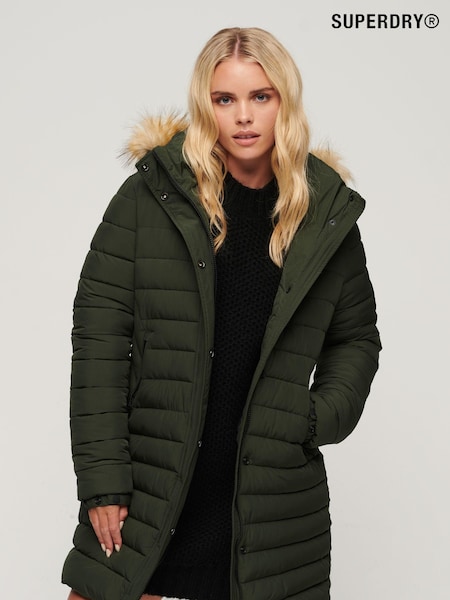 Verde - Haină puffer cu lungime medie Superdry Fuji Hanorac (318709) | 514 LEI