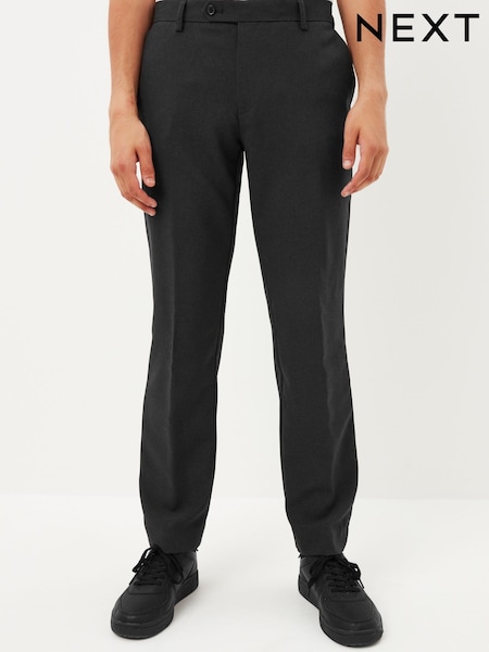 Charcoal Grey Tailored Machine Washable Plain Front Smart Trousers (318841) | €14
