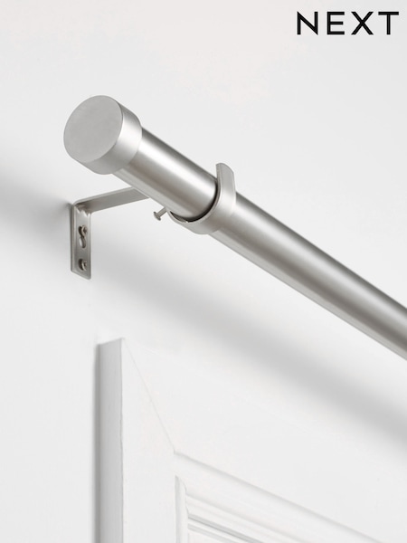 Brushed Silver Stud Finial Extendable 35mm Curtain Pole Kit (318980) | €79 - €106