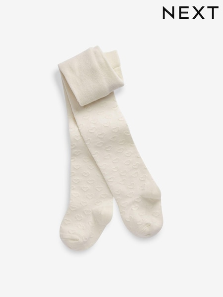 Ecru Cream Cotton Rich Textured Heart Tights (319362) | 2,390 Ft - 2,990 Ft