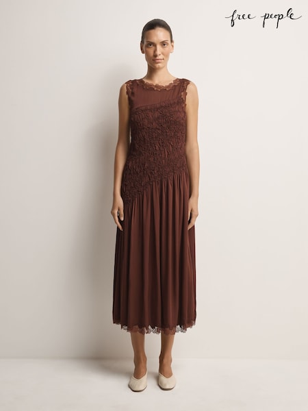 Brown - Free People Anora Midi Dress