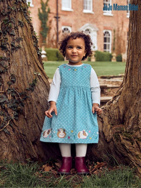 JoJo Maman Bébé Duck Egg Blue Guinea Pig Girls' Appliqué Cord Dress (320539) | € 42
