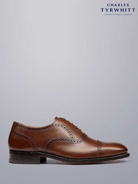 Brown - Regular Charles Tyrwhitt Leather Oxford Brogue Shoes