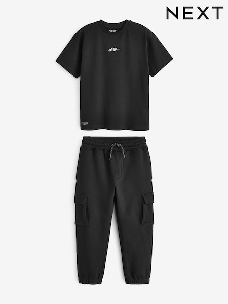 Black Cargo Joggers And T-Shirt Set (3-16yrs) (320758) | €21 - €30