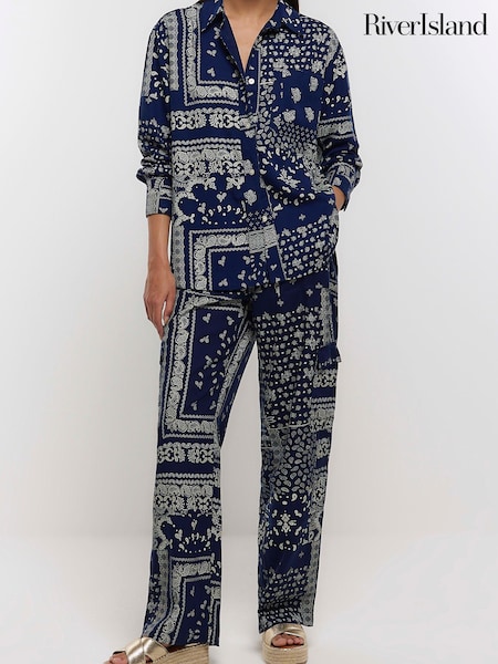 River Island Blue Straight Cargo Trousers (321578) | €24