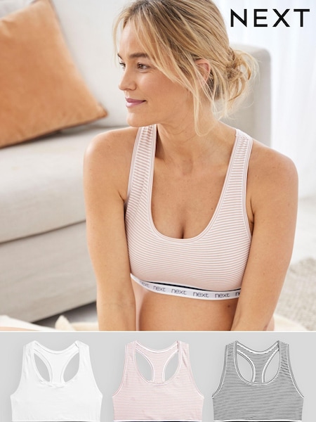 White/Blue/Pink Stripe Cotton Crop Top 3 Pack (321583) | €9