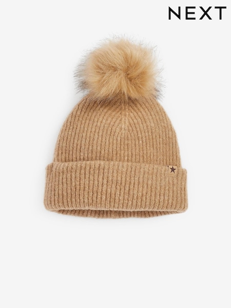 Camel Natural Pom Pom Beanie Hat (3-16yrs) (321607) | €2 - €5.50