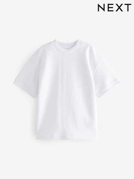 Valkoinen - Relaxed Fit Heavyweight T-paita (3-16v.) (321659) | €9 - €17