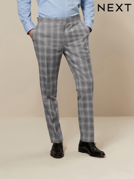 Light Grey Tailored Fit Textured Suit: Trousers (321992) | €12