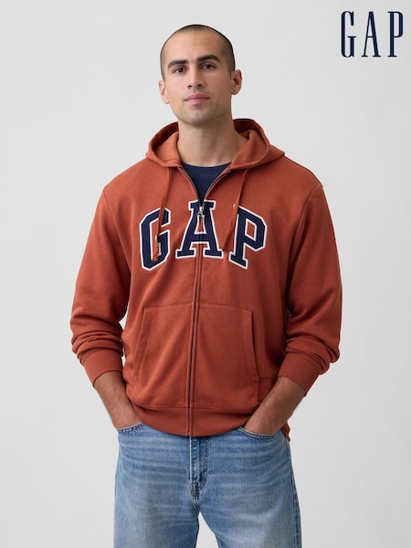 Brent Oransje - Regular Gap Relaxed Logo Zip Hoodie