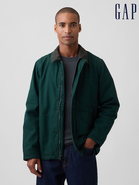 Zelená - Regular Gap Relaxed Canvas Chore Jacket