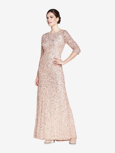 Adrianna Papell Natural 3/4 Sleeve Beaded Mermaid Gown (322787) | €238