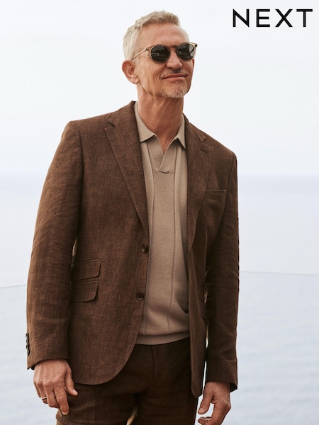 rjava - Standardni kroj - Slim Fit Signature Leomaster Italian 100% Linen Suit Jacket (323054) | € 83
