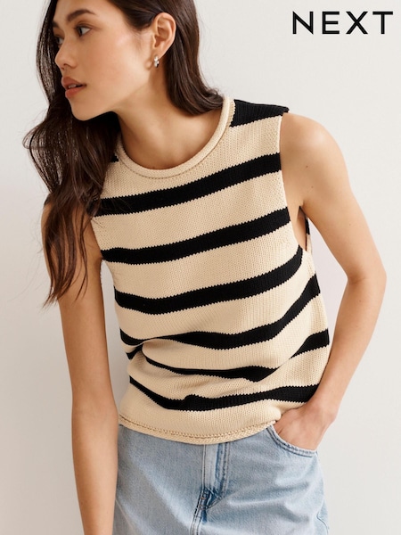 Neutral/Black Stripe Roll Edge Tank (323154) | €17