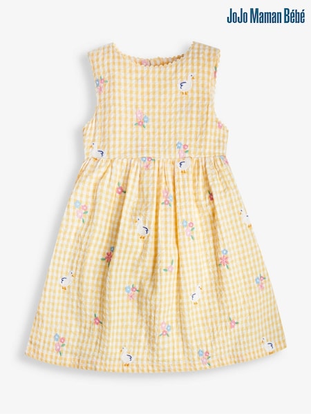 JoJo Maman Bébé Gingham Duck Floral Embroidered Dress (323361) | ‏146 د.إ.‏