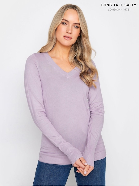 Long Tall Sally Purple Fine Gauge V-Neck Jumper (323372) | €32