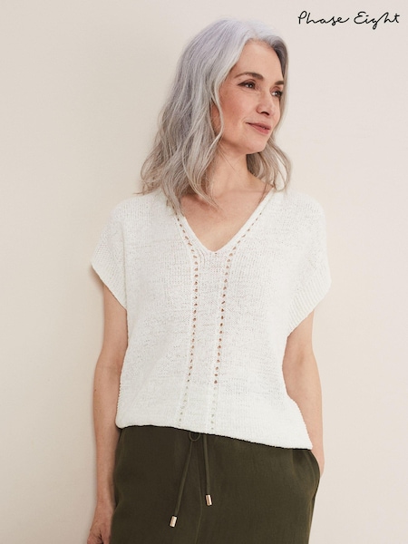 Phase Eight White Textured Alana Knit Jumper (323512) | €30