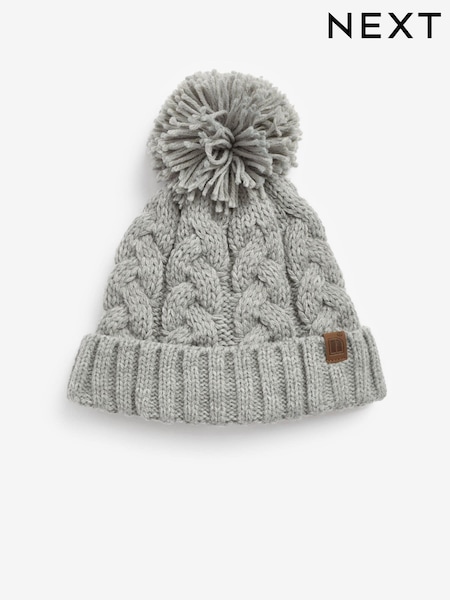 Grey Knitted Cable Pom Hat (1-16yrs) (323563) | € 4 - € 7