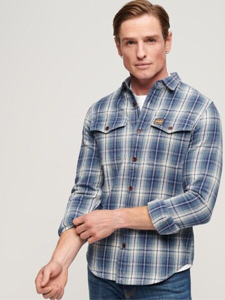 Albastru deschis - Cămașă Superdry Vintage Carouri 100% bumbac (323604) | 233 LEI