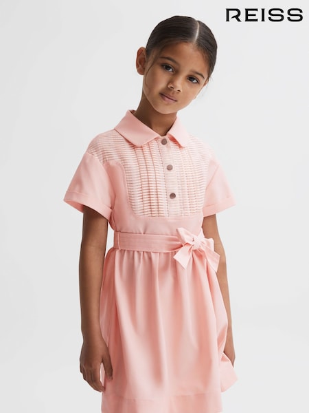 Reiss Pink Wren 4-9 yrs Collared Belted Short Sleeve Dress (323729) | €30