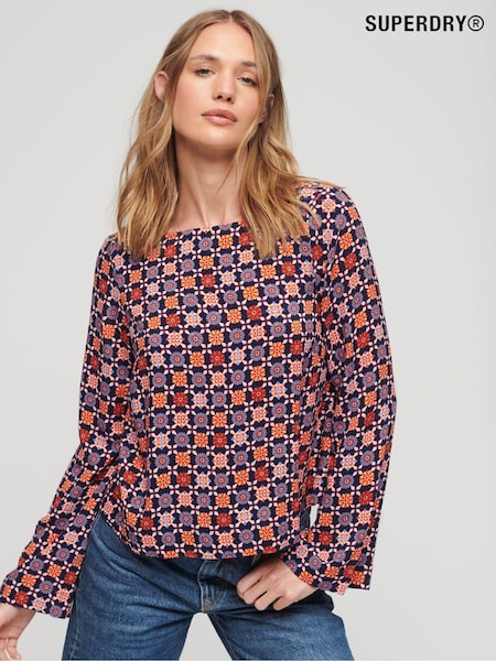 Superdry White Printed Flared Woven Top (324326) | €11.50