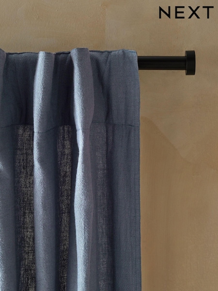 Blue Washed Cotton Linen Hidden Tab Top Lined Curtains (324483) | €24 - €57